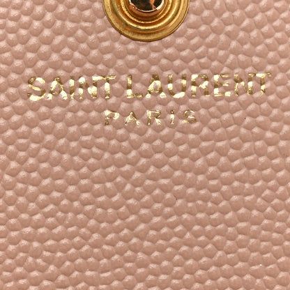 Saint Laurent Grain De Poudre Matelasse Chevron Monogram Chain Wallet Pale Pink 7 of 12