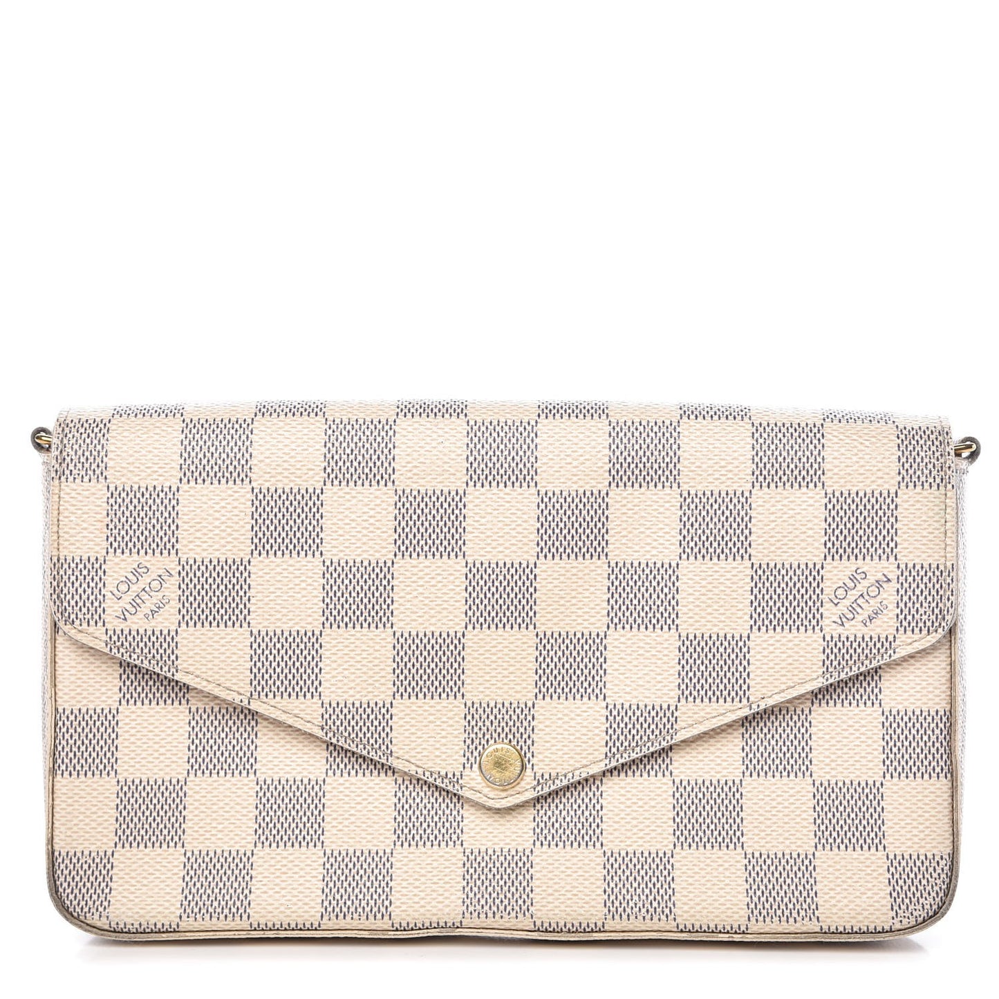 Damier Azur Pochette Felicie Chain Wallet Rose Ballerine