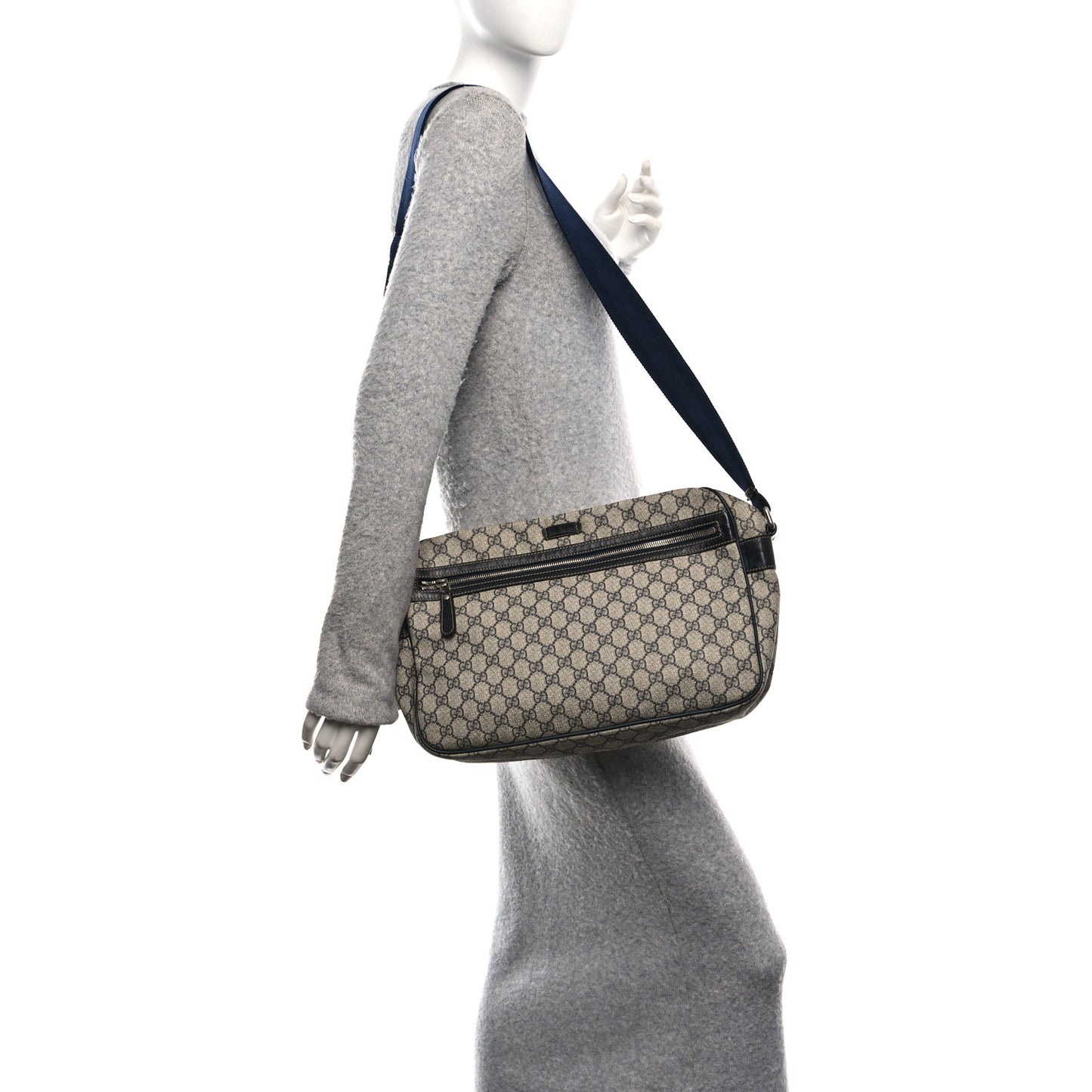 GG Plus Monogram Large Messenger Bag Navy