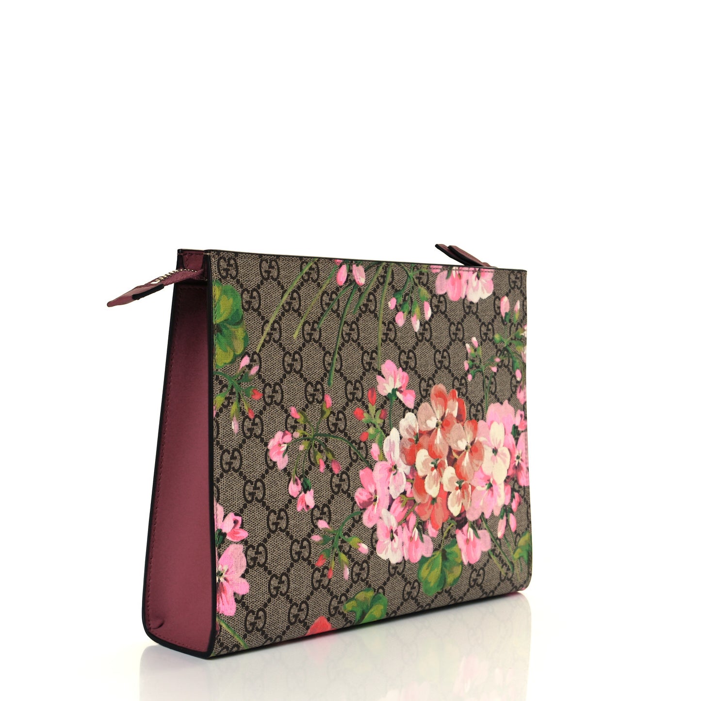 GG Supreme Monogram Blooms Large Cosmetic Case Beige Multicolor Dry Rose