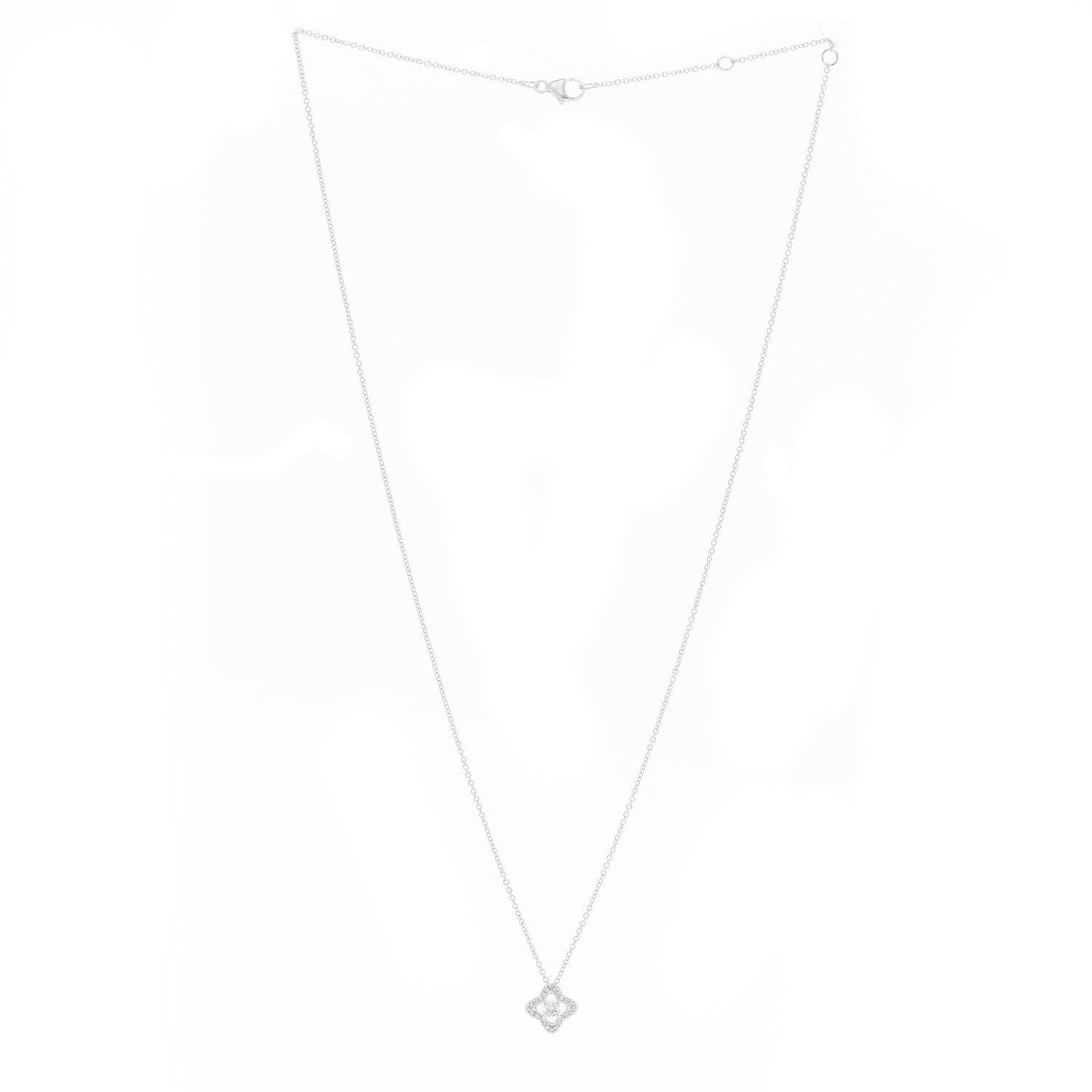 David Yurman 18K White Gold Diamond Venetian Quatrefoil Pendant Necklace 2 of 3