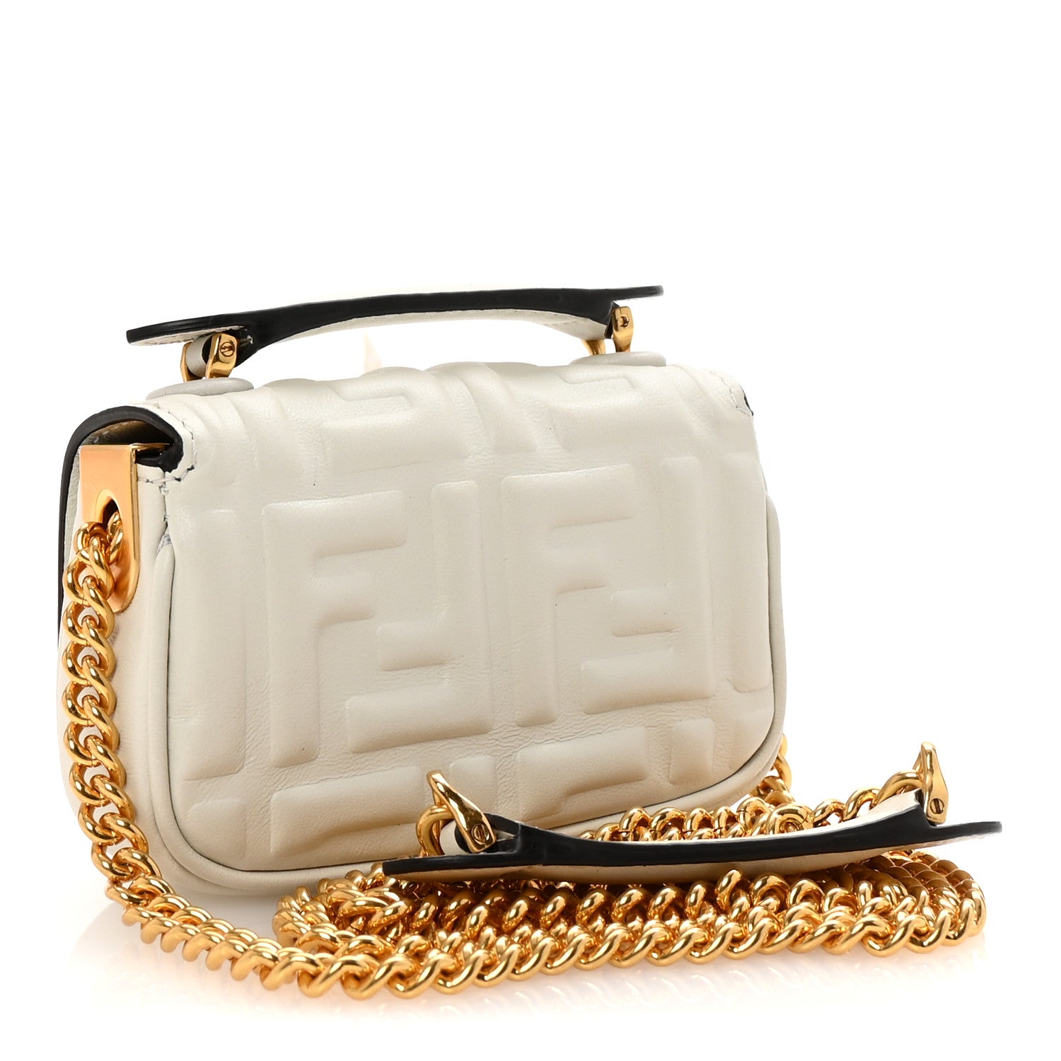 Fendi Nappa Matisse FF Embossed Nano Chain Baguette White 3 of 9