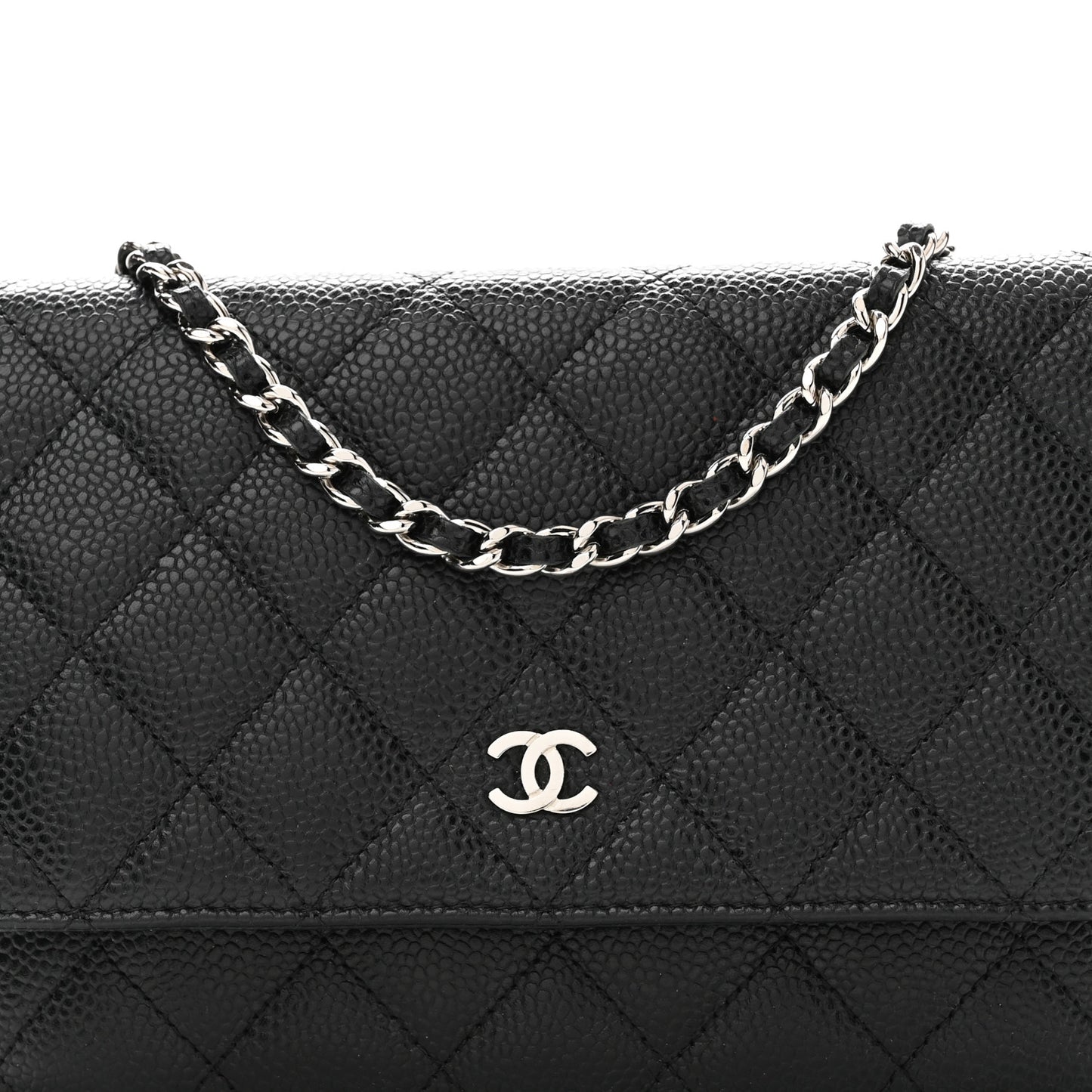 Caviar Quilted Wallet on Chain WOC Black