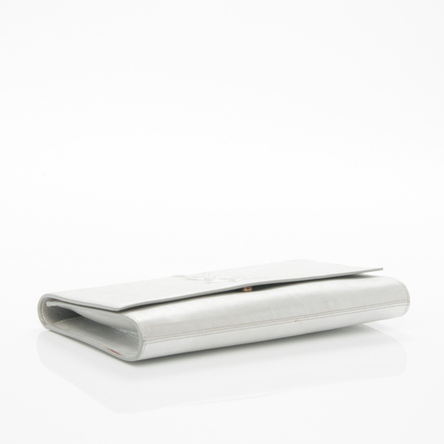 Saint Laurent Metallic Calfskin Monogram Large Belle De Jour Clutch Silver 4 of 11