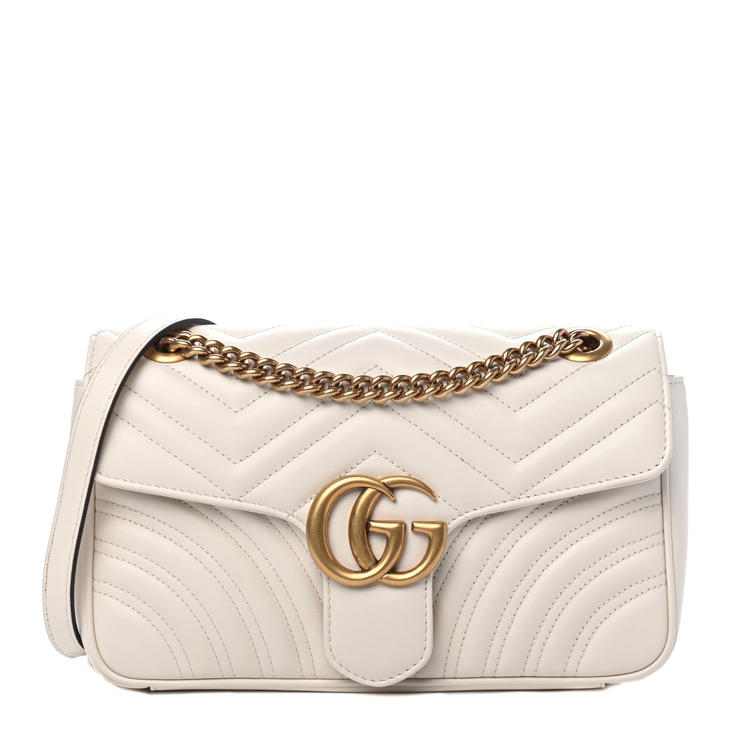 Calfskin Matelasse Small GG Marmont Shoulder Bag White