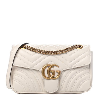 Gucci Calfskin Matelasse Small GG Marmont Shoulder Bag White 1 of 4