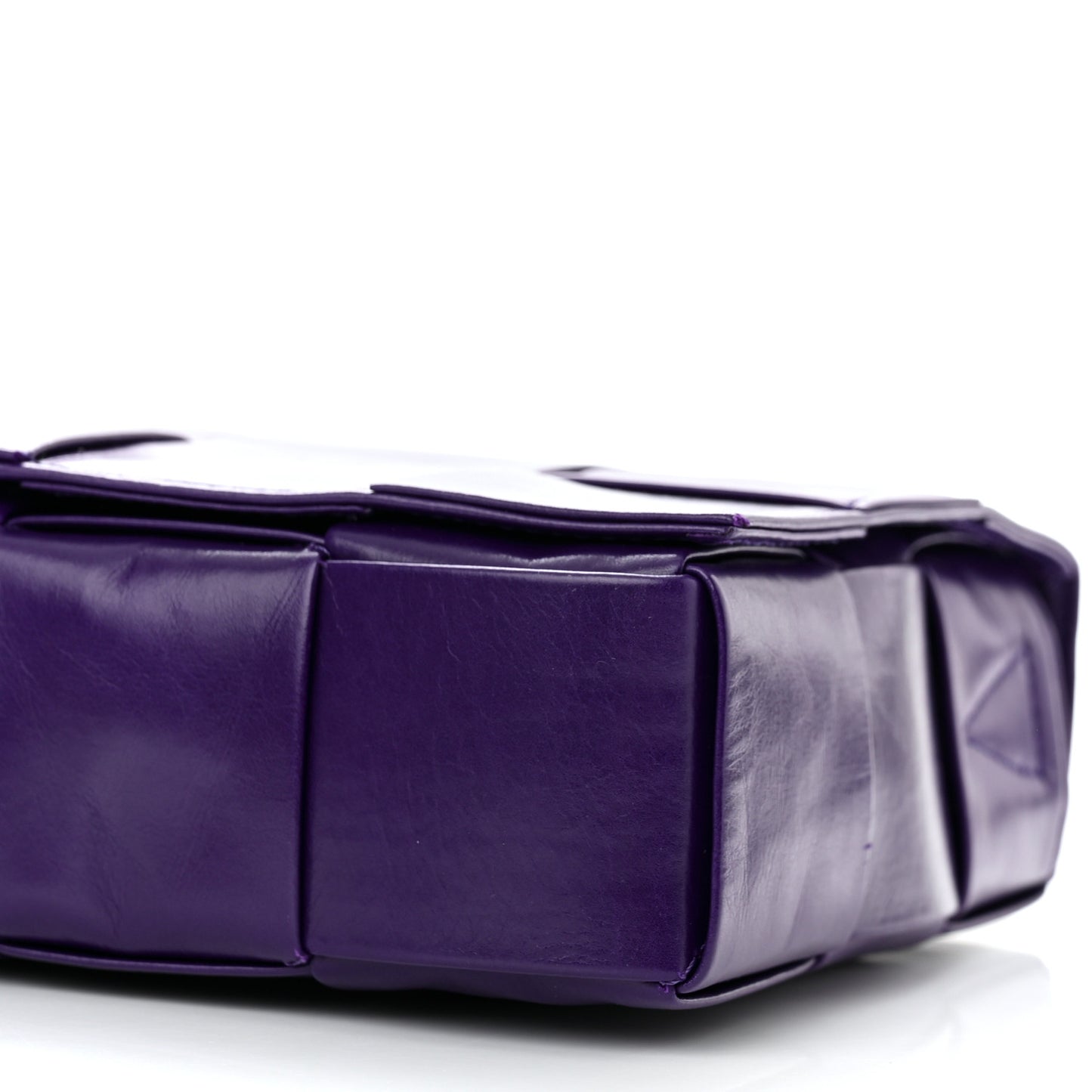 Paper Calfskin Maxi Intreccio Cassette Crossbody Bag Purple