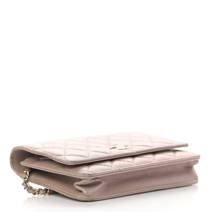 Chanel Iridescent Caviar Quilted Wallet On Chain WOC Beige 4 of 23