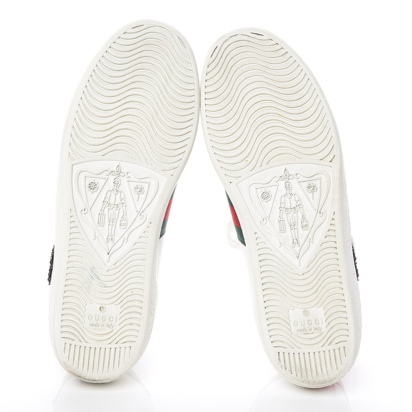Calfskin Web Studded Arrow Ace Sneakers 36.5 White