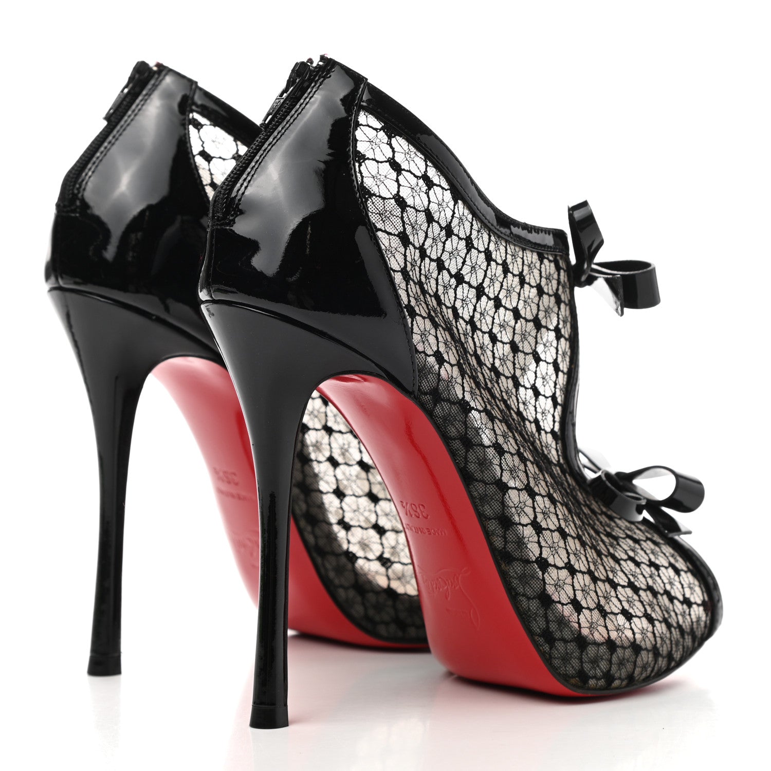 Christian Louboutin Patent Fishnet Lace Empiralta 120 Sandals 36.5 Black 4 of 8