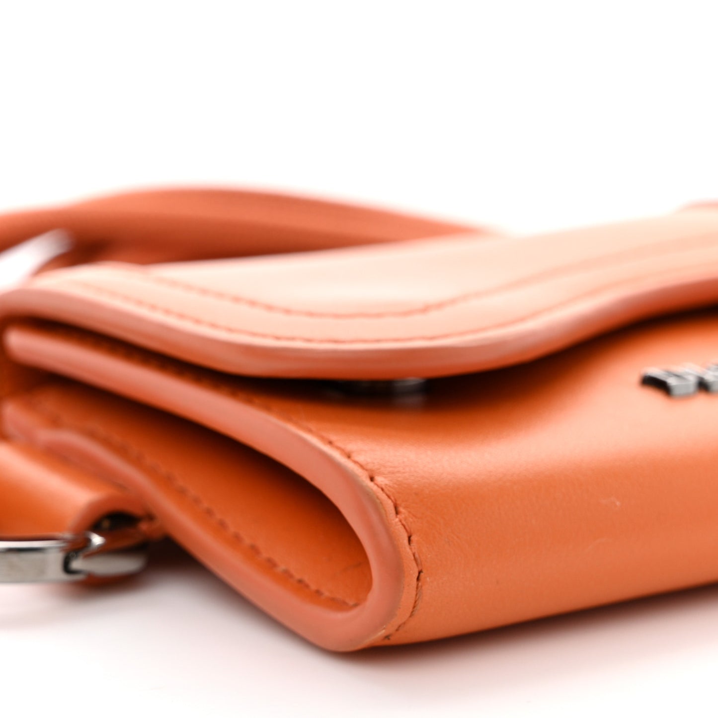 Smooth Calfskin Saddle Card Holder On Strap Orange