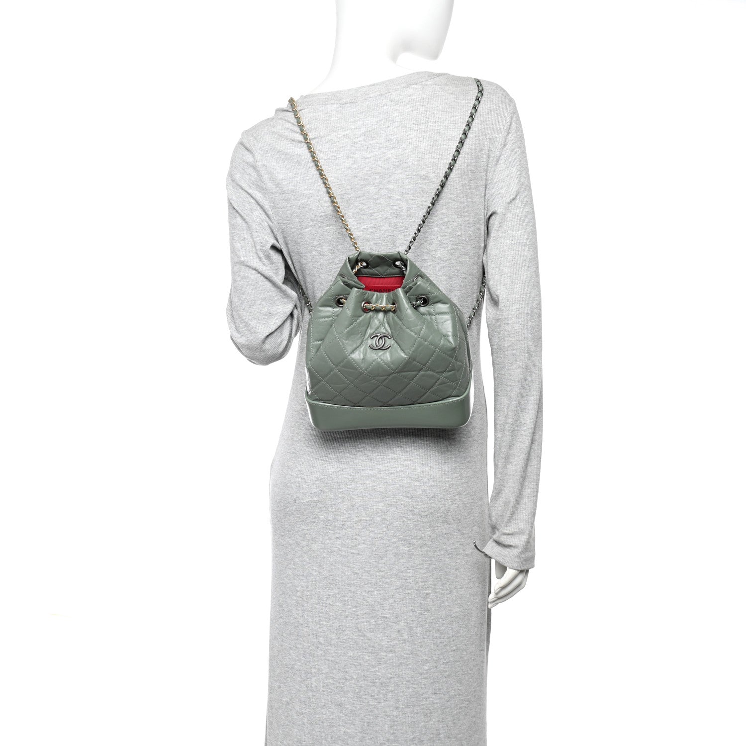 Chanel Aged Calfskin Quilted Small Gabrielle Backpack Green 2 of 12