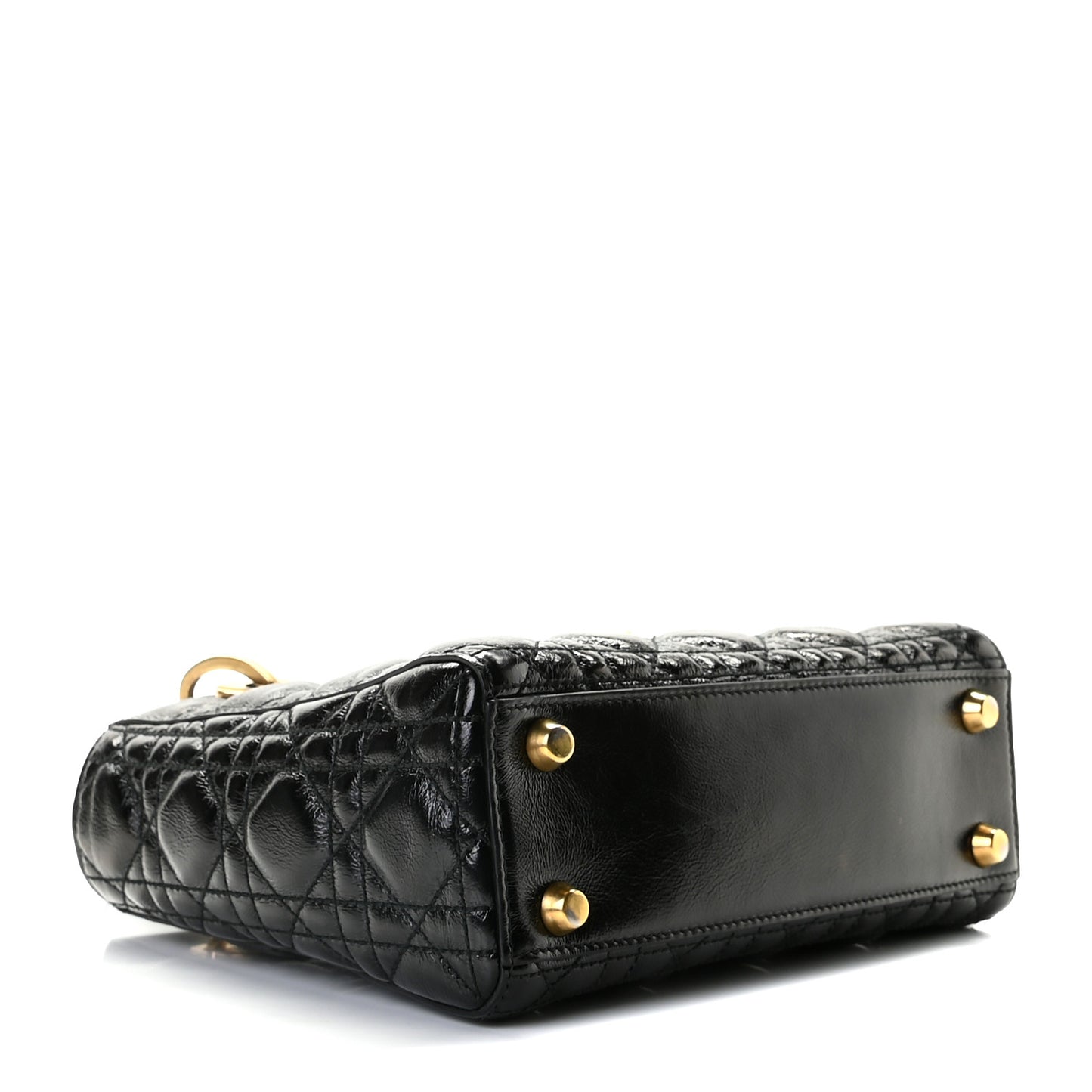 Crinkled Patent Cannage Small Lucky Badges My Lady Dior Black
