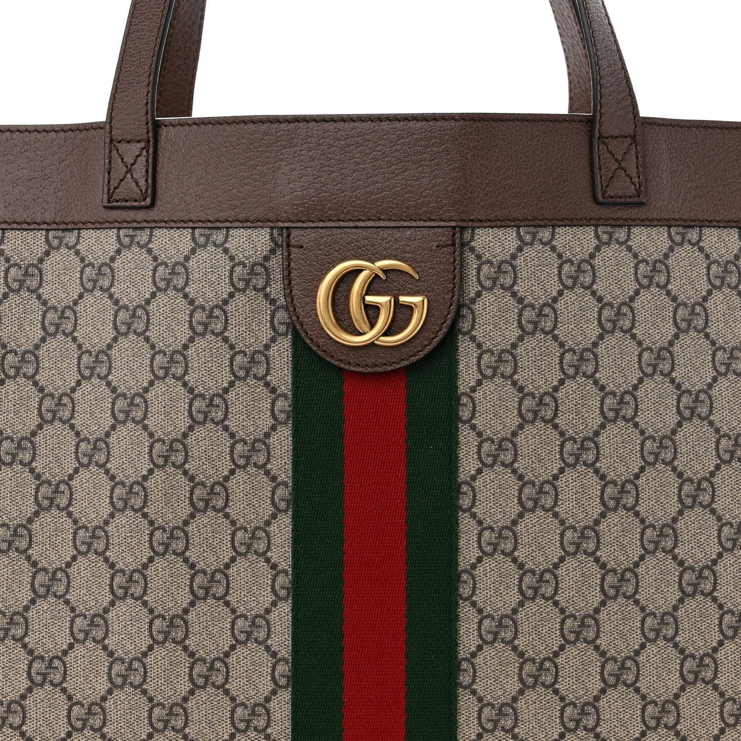 Gucci GG Supreme Monogram Web Ophidia Tote Brown 9 of 15