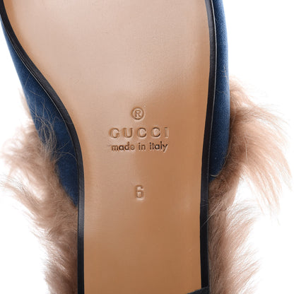 Gucci Velvet Fur Dragon Embroidered Mens Princetown Slippers 6 Zaffre Dark Zaffre 8 of 9