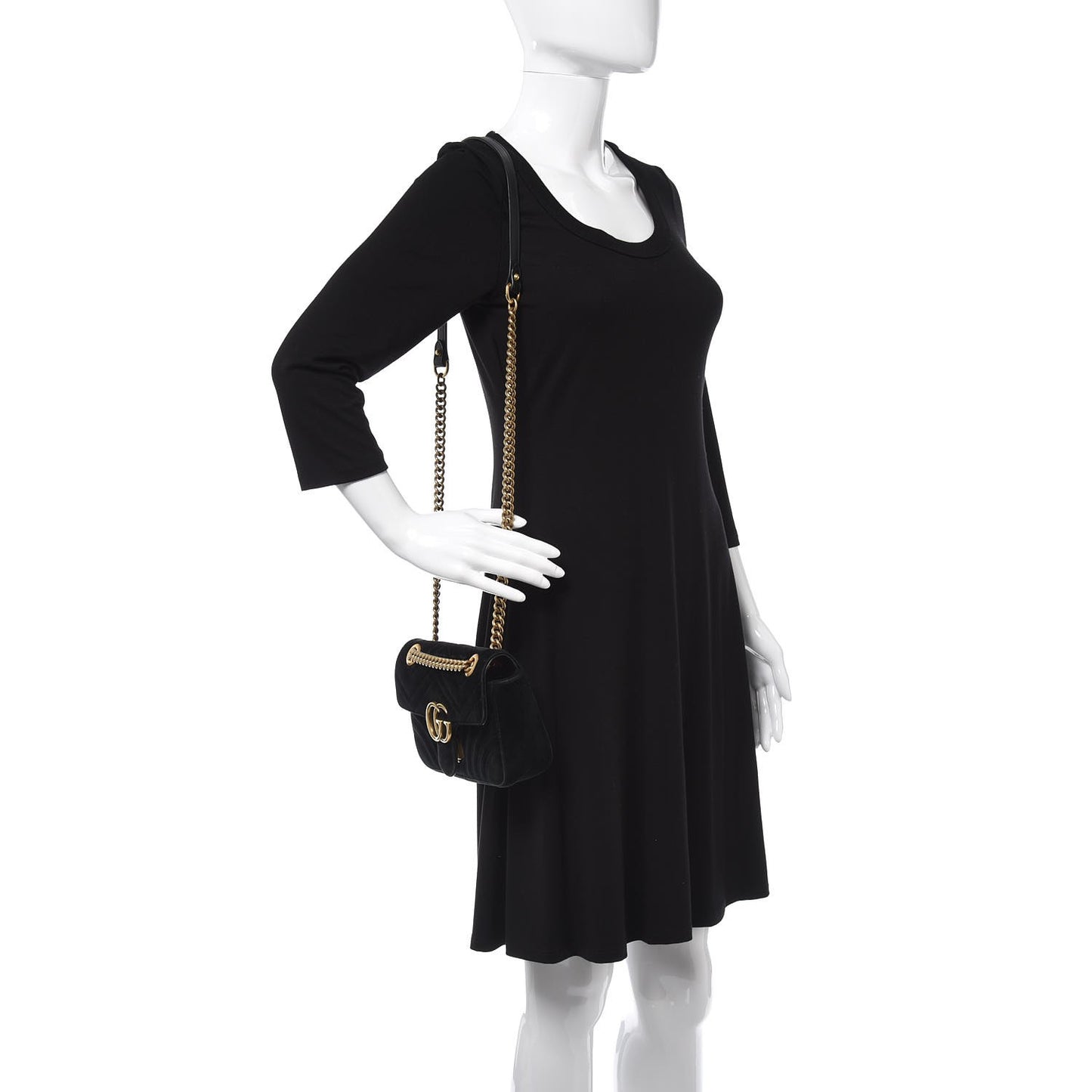 Velvet Matelasse Mini GG Marmont Shoulder Bag Black