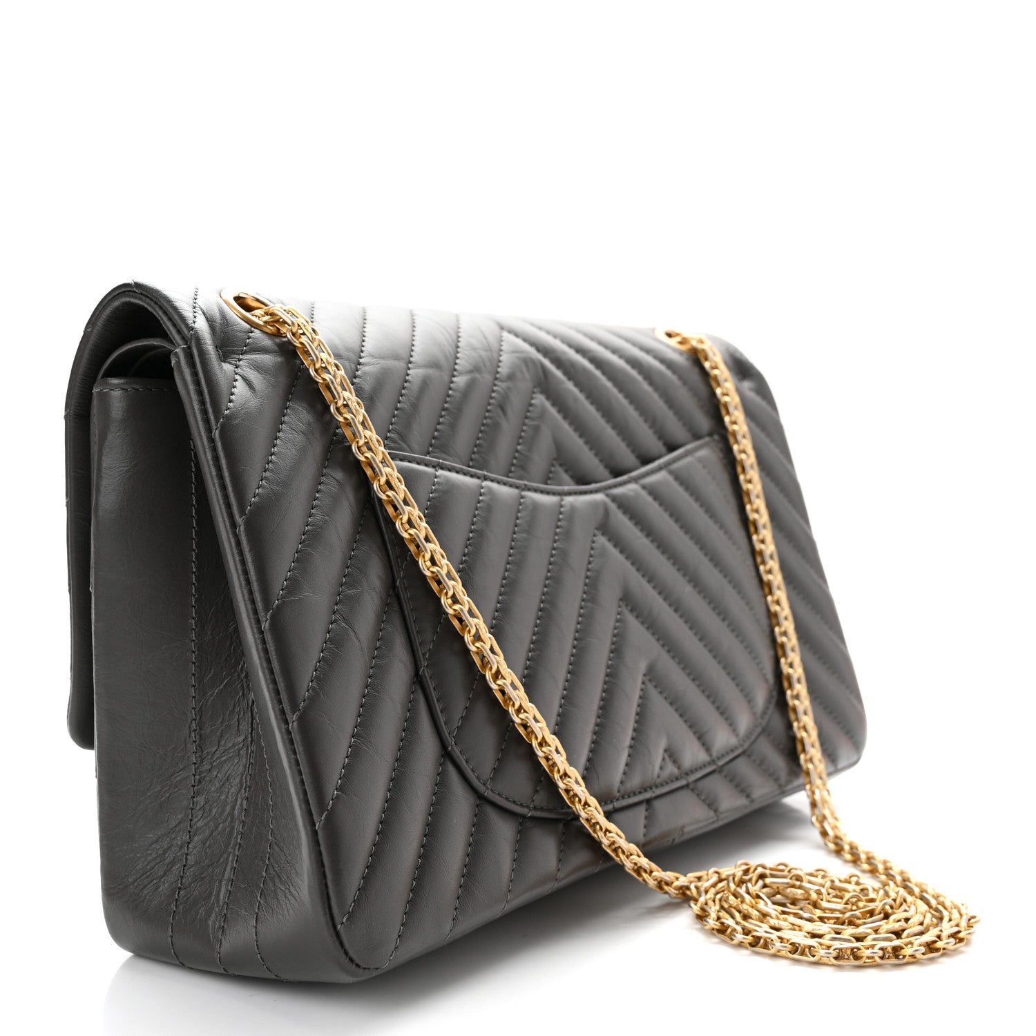 Chanel Aged Calfskin Chevron Quilted 2.55 Reissue 226 Flap Dark Grey 3 of 11