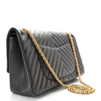 Chanel Aged Calfskin Chevron Quilted 2.55 Reissue 226 Flap Dark Grey 3 of 11