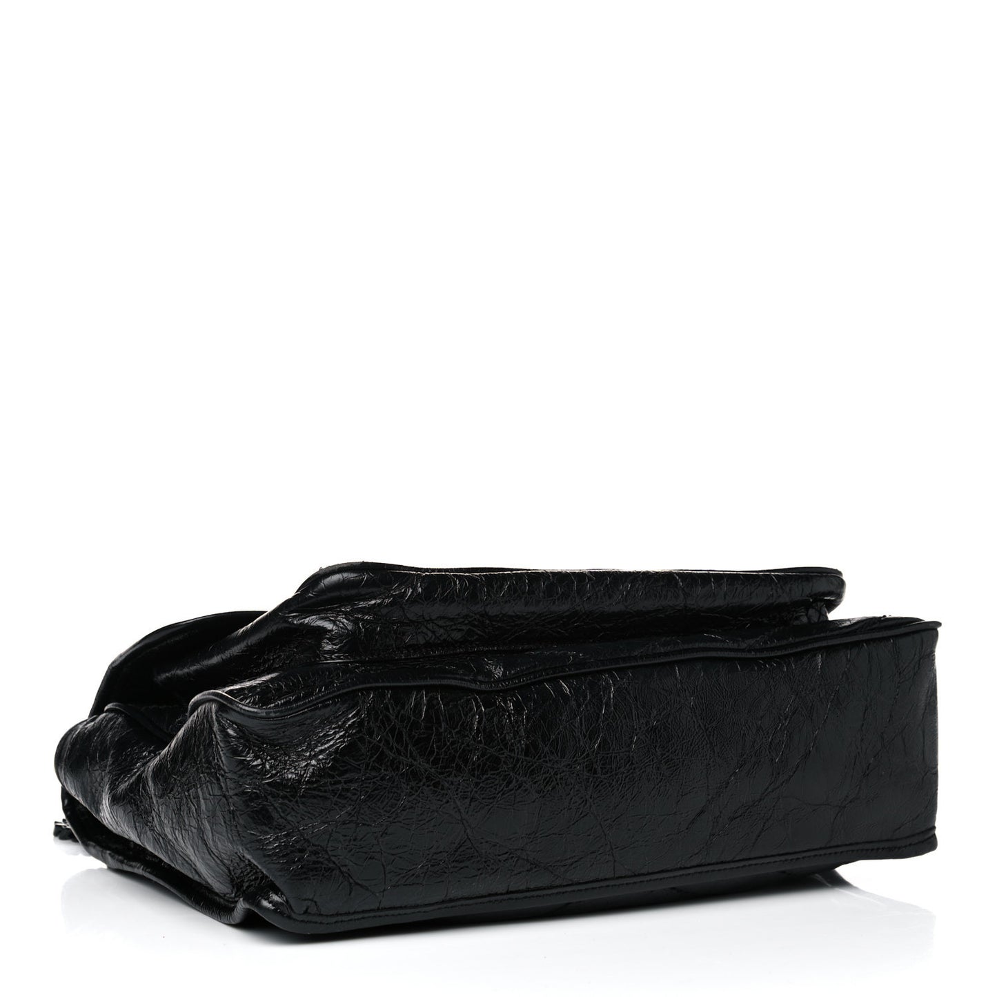 Crinkled Calfskin Matelasse Monogram Medium Niki Chain Satchel Black