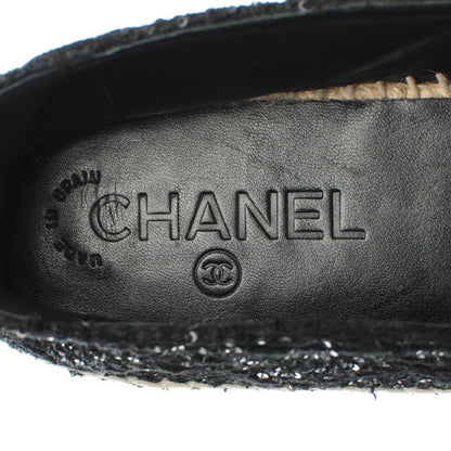 Chanel Tweed Patent Goatskin Sequin CC Espadrilles 40 Black 7 of 8