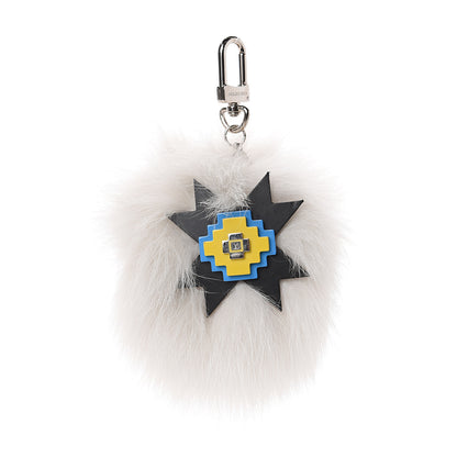 Louis Vuitton Fur Graphic Flower Bag Charm White 1 of 2