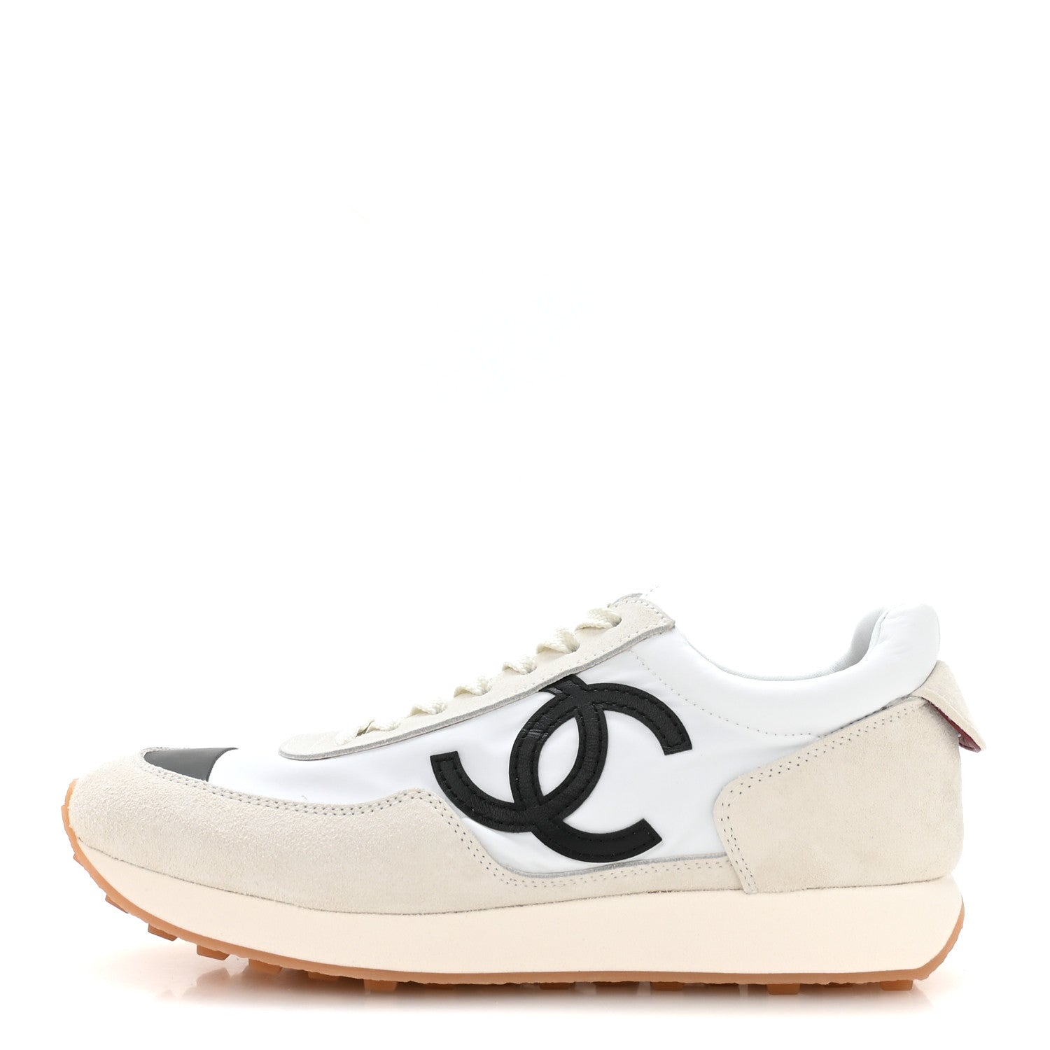 Chanel Fabric Calfskin Suede CC Sneakers 39 Ivory Black 1 of 9