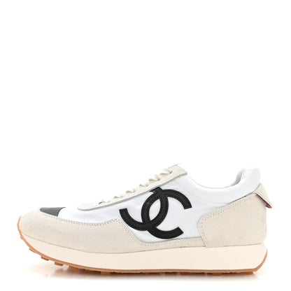 Chanel Fabric Calfskin Suede CC Sneakers 39 Ivory Black 1 of 9