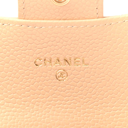 Chanel Caviar Quilted Flap Card Holder Wallet Beige 6 of 8