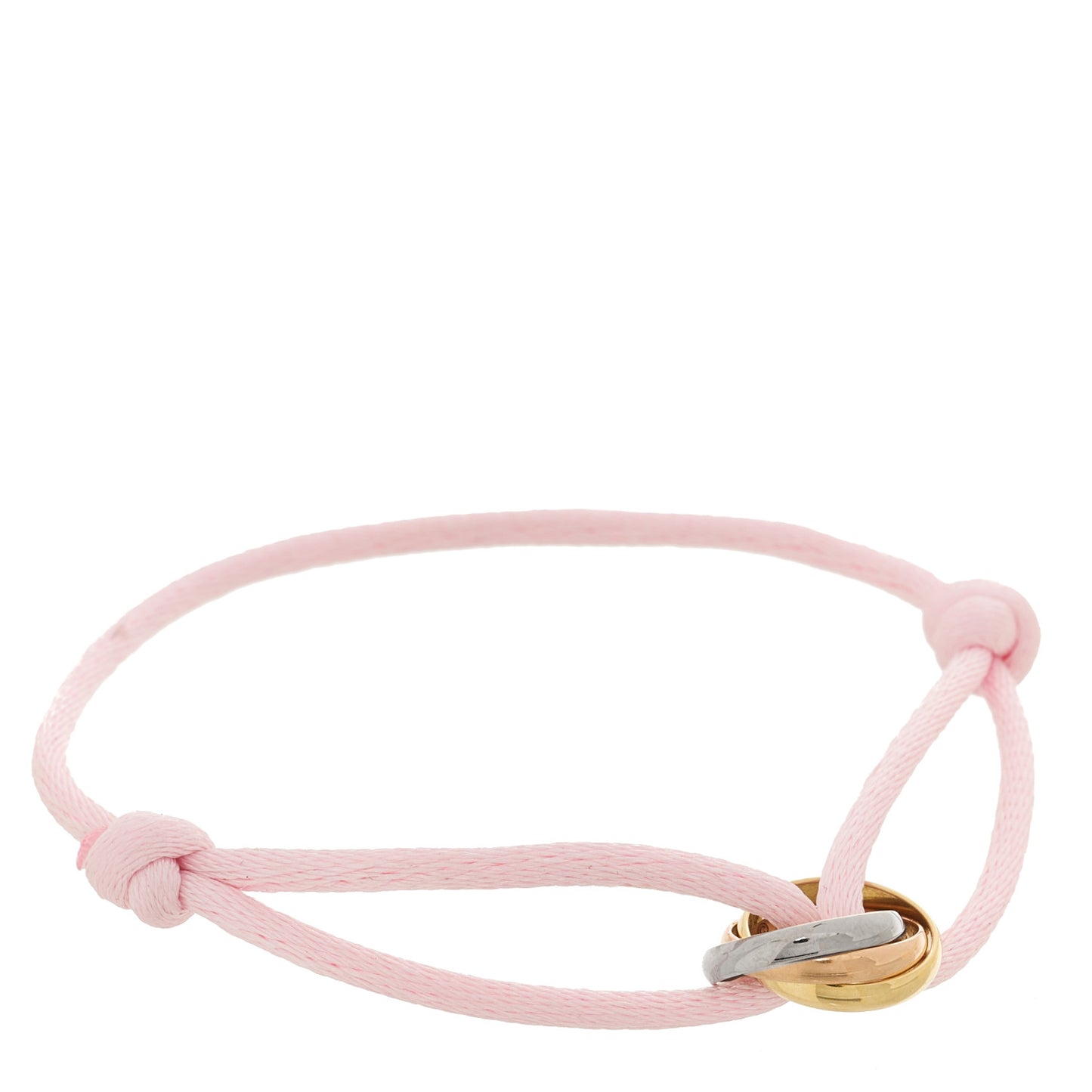 18K Pink Yellow White Gold Trinity Adjustable Cord Bracelet Pink