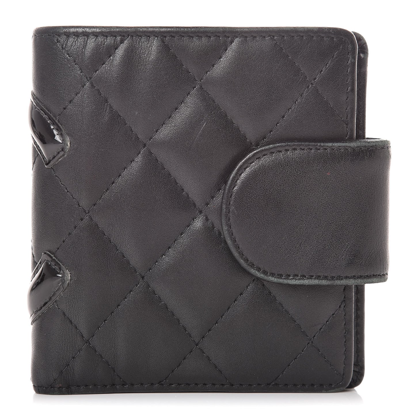 Calfskin Quilted Cambon Bi-Fold Wallet Black