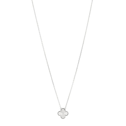 Van Cleef & Arpels VAN CLEEF &amp; ARPELS 18K White Gold Guilloche Vintage Alhambra Pendant Necklace 1 of 6