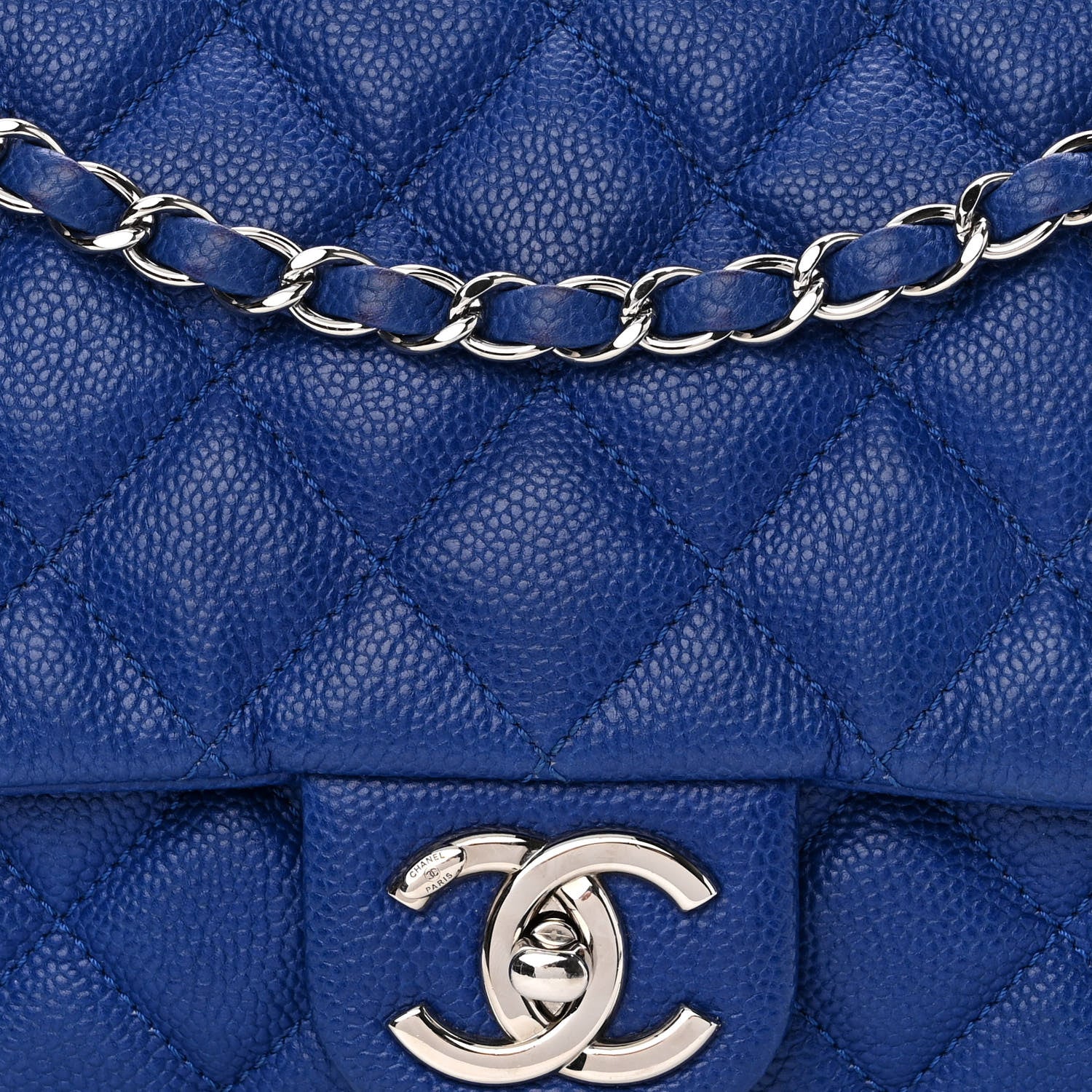 Chanel Caviar Quilted Jumbo Easy Flap Blue 8 of 11