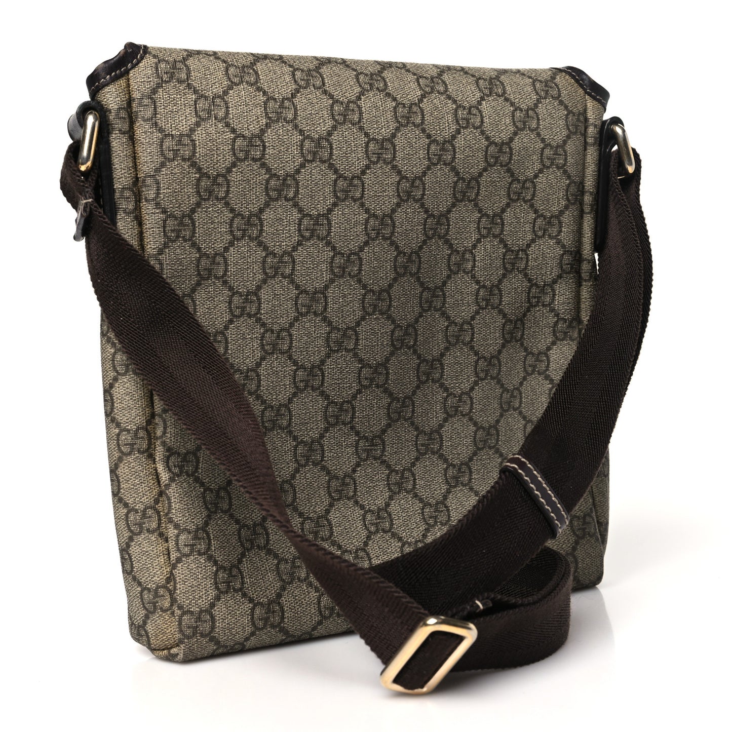GG Supreme Monogram Selleria Calfskin Small Flap Messenger Bag Beige Ebony Cocoa Dark Chocolate