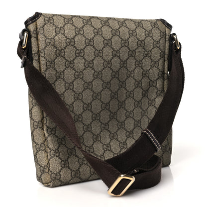 Gucci GG Supreme Monogram Selleria Calfskin Small Flap Messenger Bag Beige Ebony Cocoa Dark Chocolate 3 of 14
