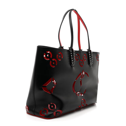 Christian Louboutin Calfskin Loubinthesky Perforated Cabarock Spikes Tote Black 4 of 12