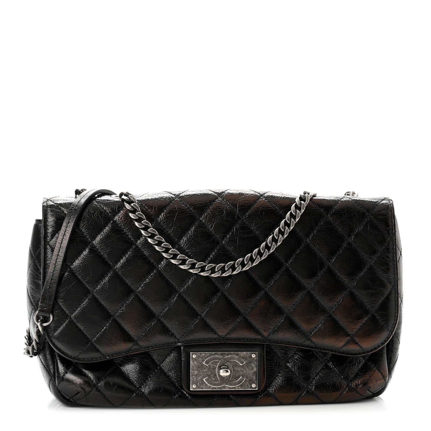 Chanel Shiny Goatskin Quilted Flap Black 1 of 10