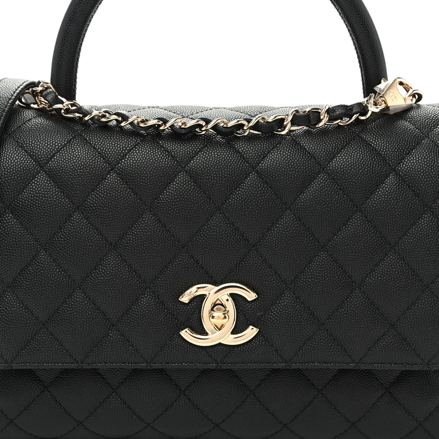 Caviar Quilted Small Coco Handle Flap Black
