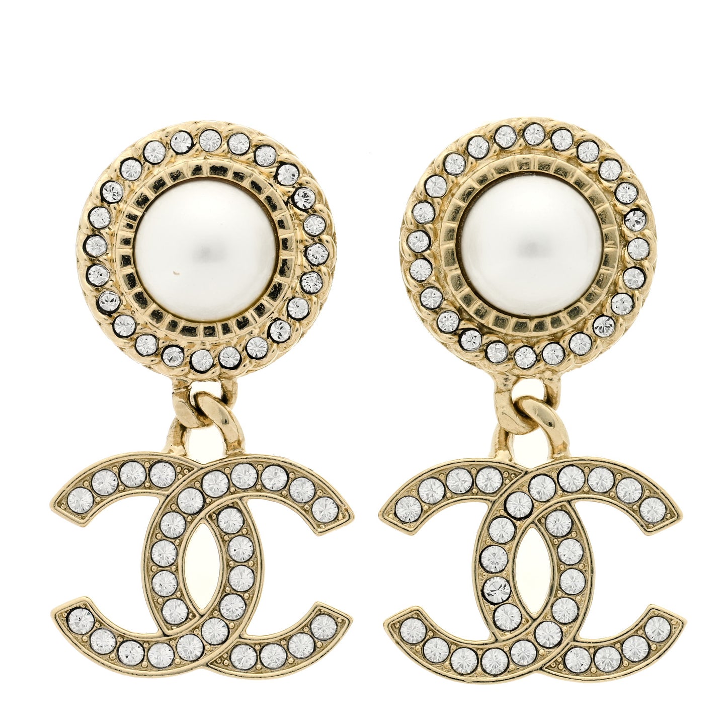Crystal Pearl Bow-tiful CC Drop Earrings Gold