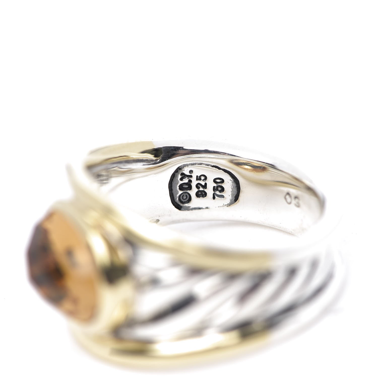 David Yurman Sterling Silver 18K Yellow Gold Citrine Oval Cable Ring 51 5.75 5 of 7