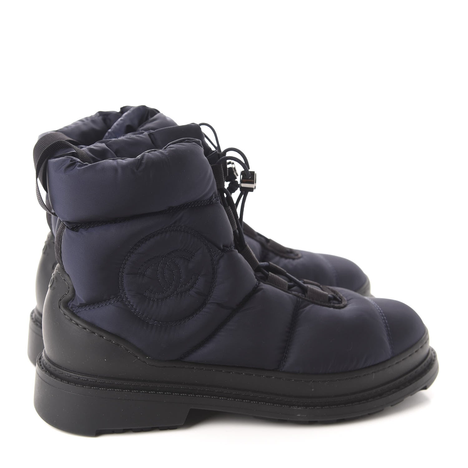 Chanel Nylon CC Short Boots 37.5 Navy Black 4 of 8