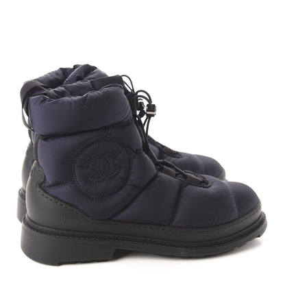 Chanel Nylon CC Short Boots 37.5 Navy Black 4 of 8