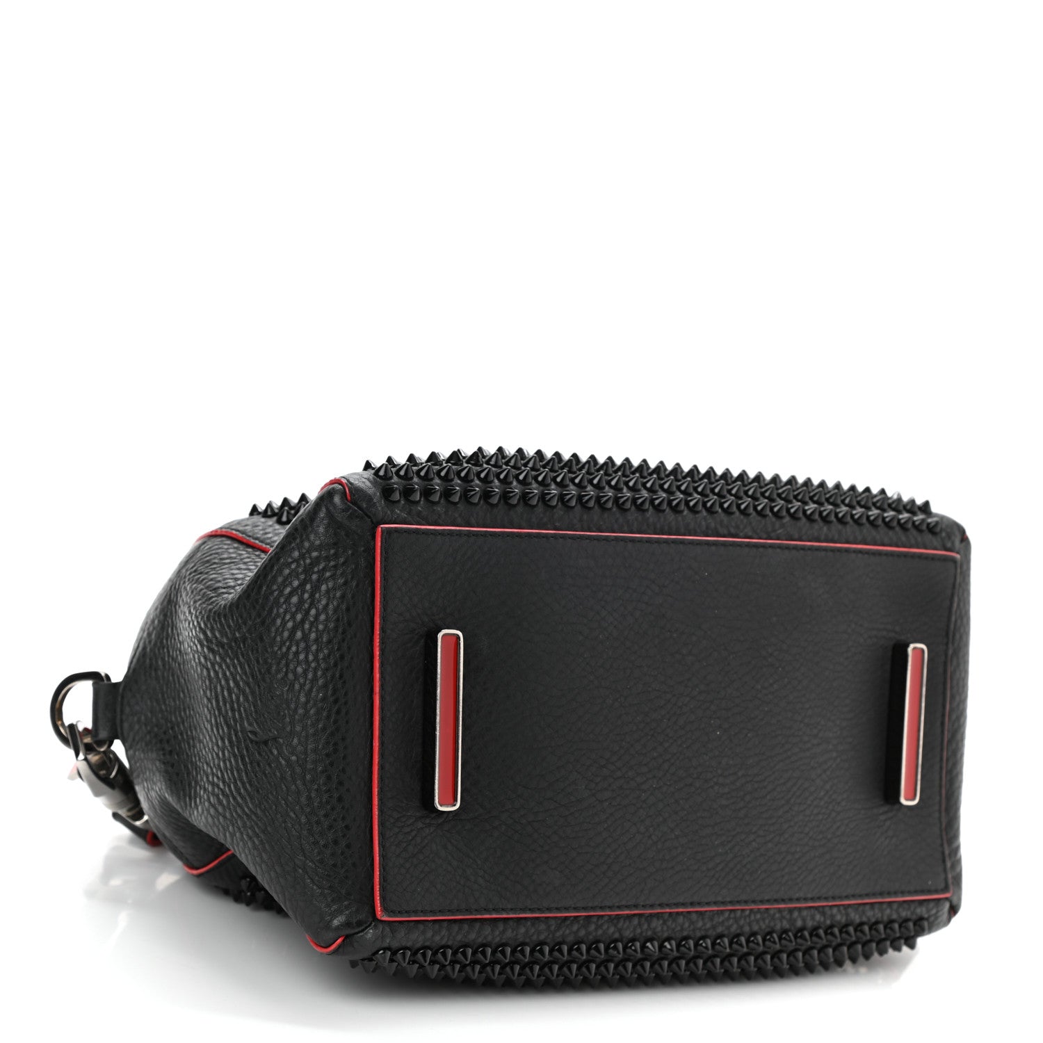 Christian Louboutin Grained Calfskin Studded Panettone Bowling Bag Black 4 of 7