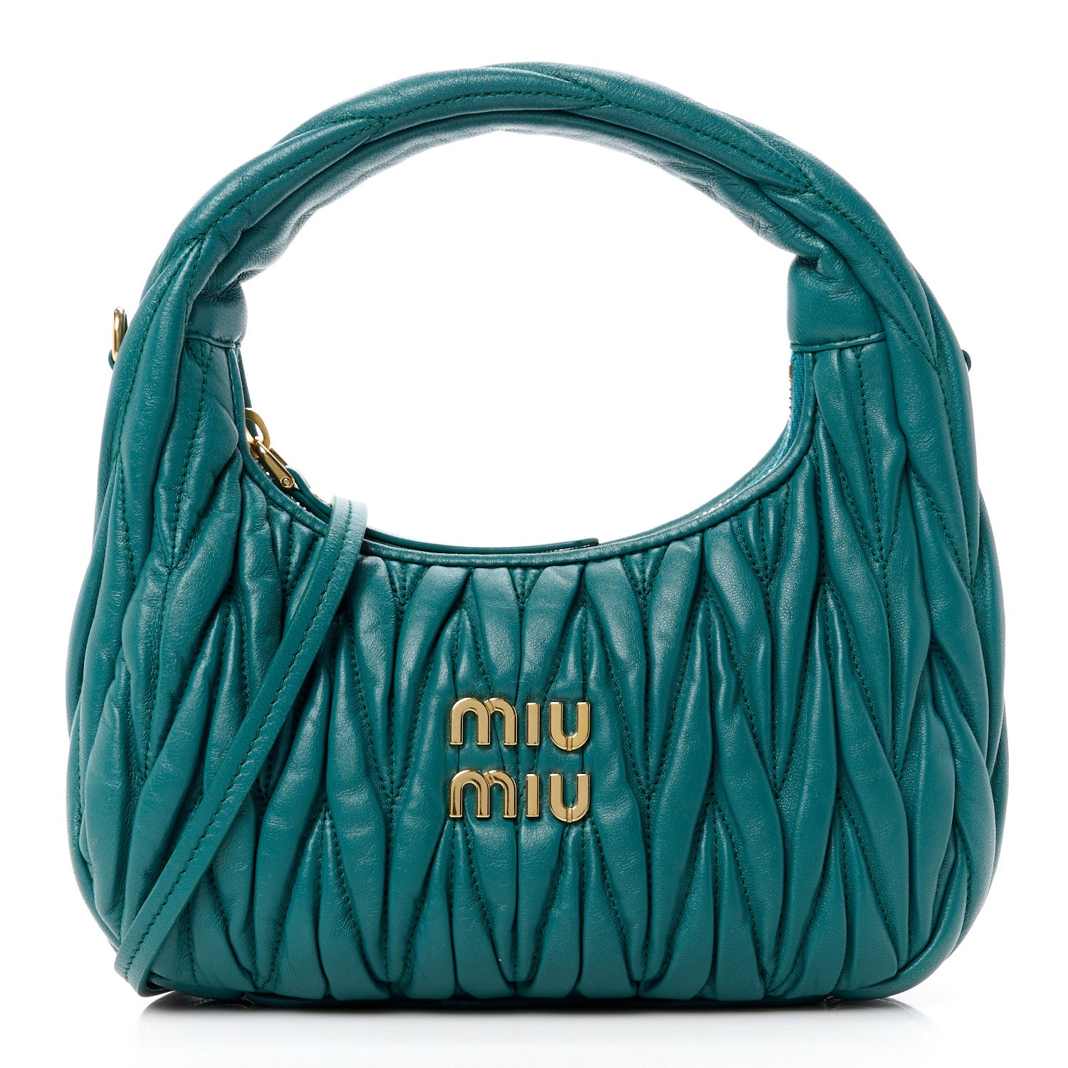 Miu Miu Nappa Matelasse Small Wander Hobo Laguna 1 of 12