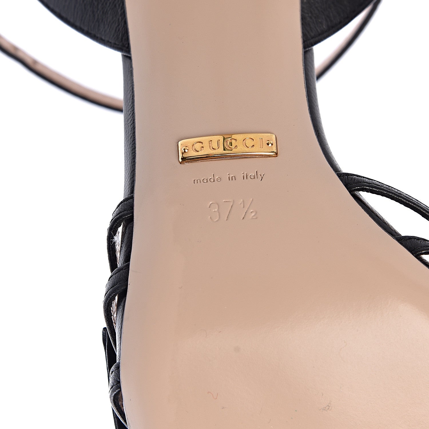 Gucci Nappa Queen Margaret Mid Heel Sandals 37.5 Black 6 of 8
