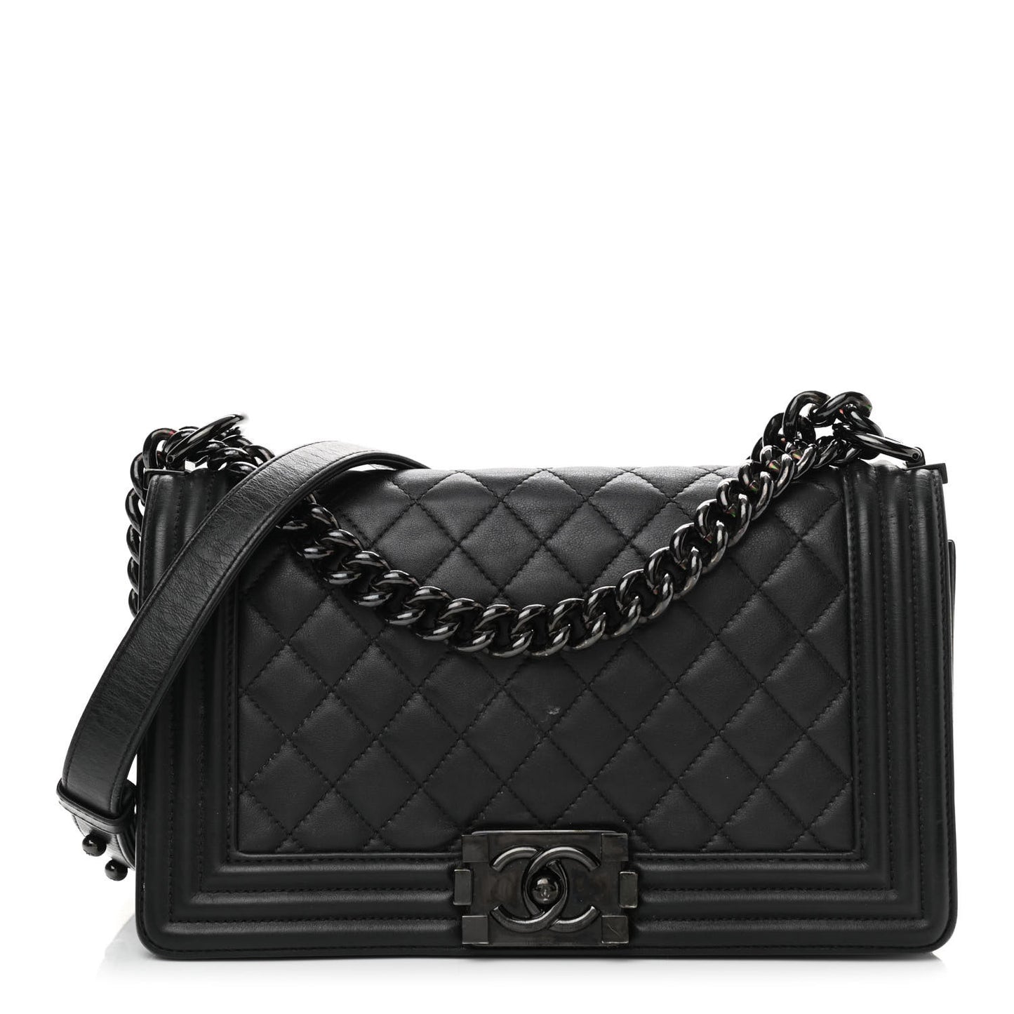 Calfskin Quilted Medium Boy Flap So Black