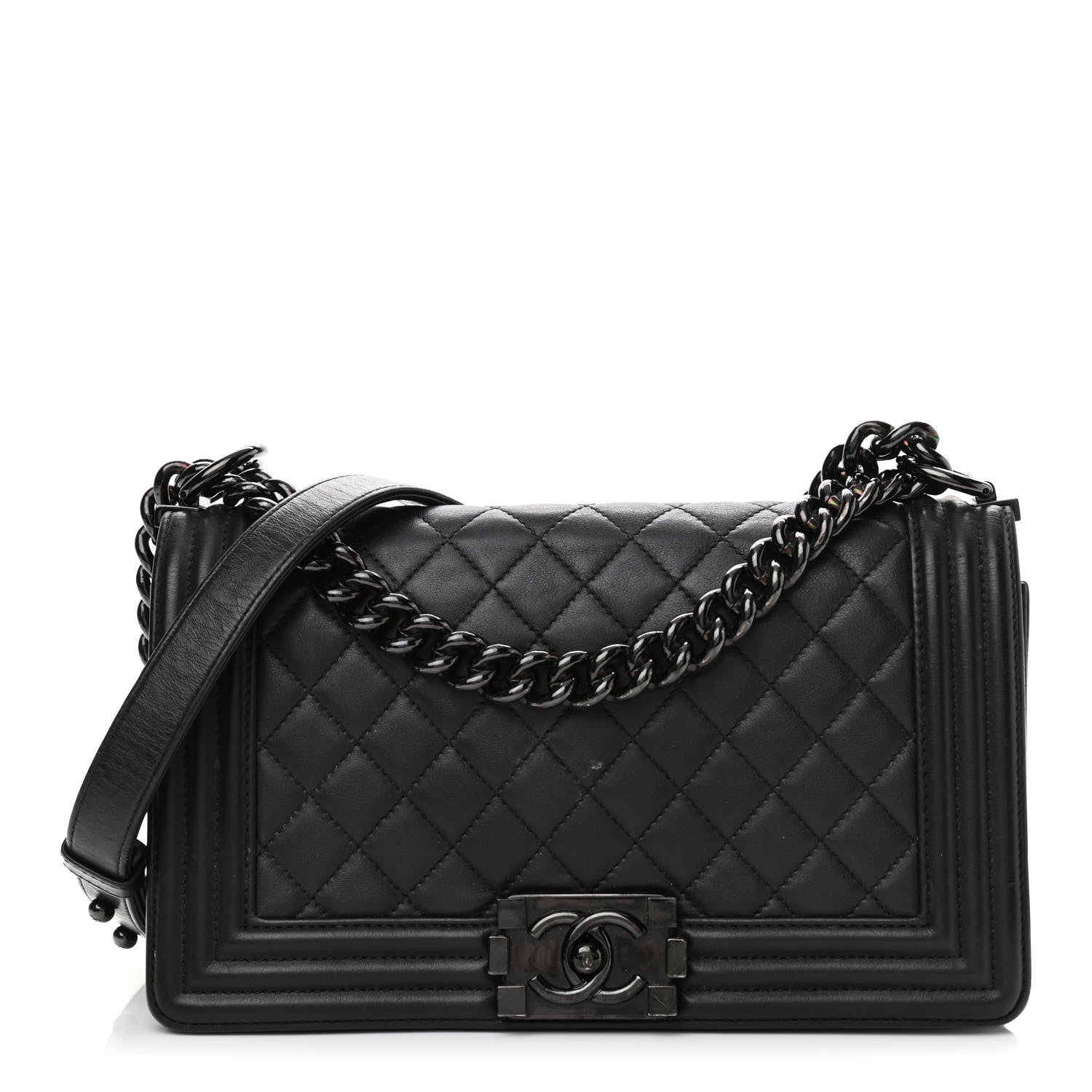 Chanel Calfskin Quilted Medium Boy Flap So Black 1 of 10