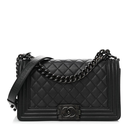Chanel Calfskin Quilted Medium Boy Flap So Black 1 of 10