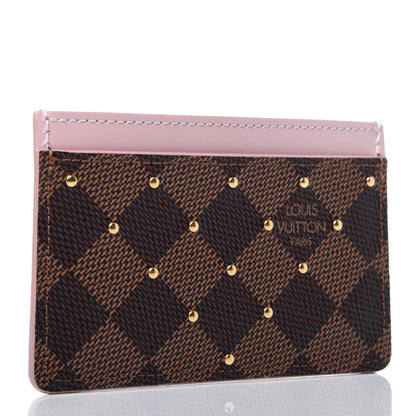 Louis Vuitton Damier Ebene Studded Card Holder Rose Ballerine 3 of 9