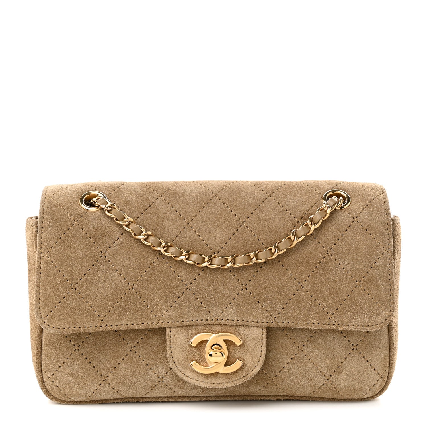 Chanel Suede Calfskin Mini Souplissimo Maxi Flap Dark Beige 1 of 10