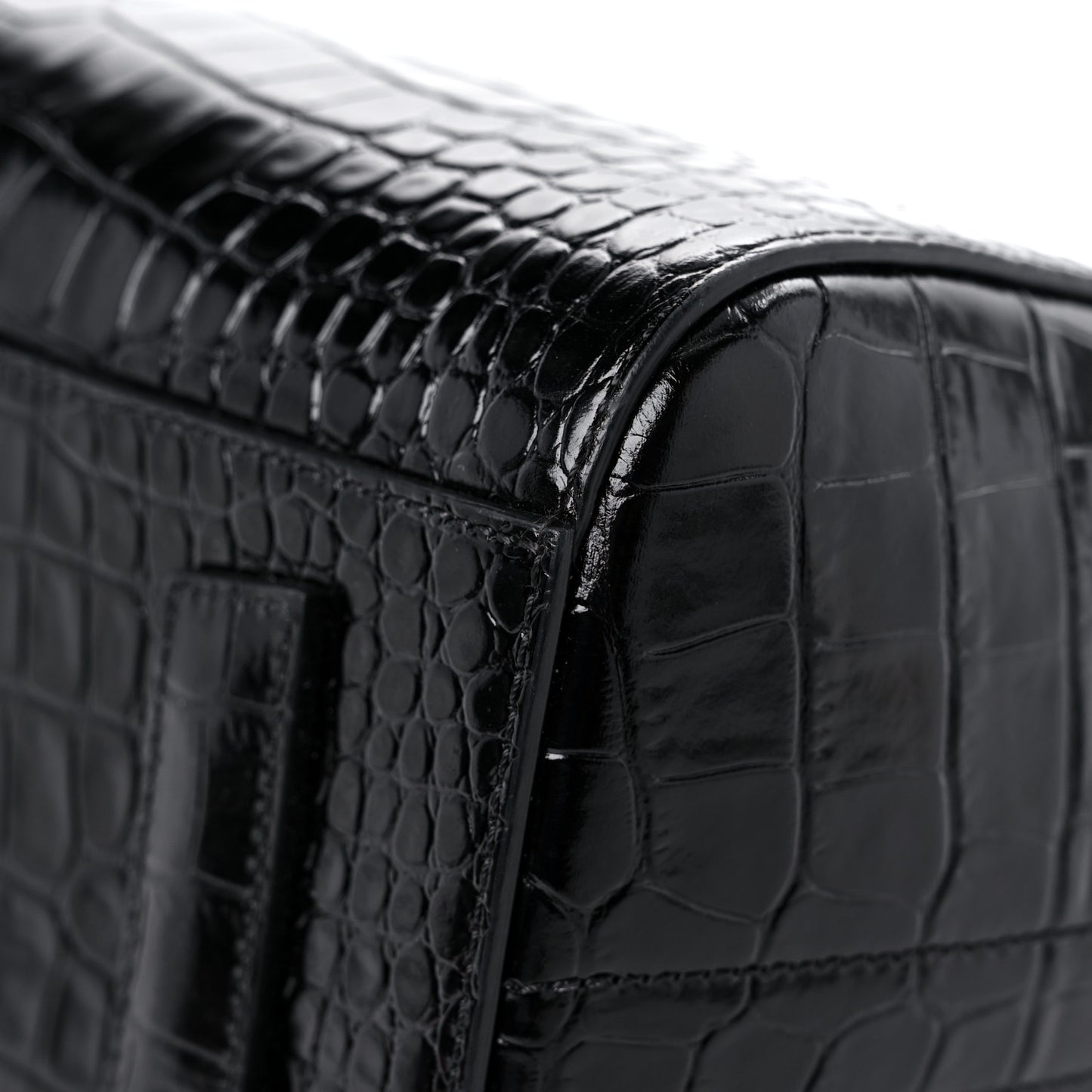 Calfskin Crocodile Embossed Small Antigona Black